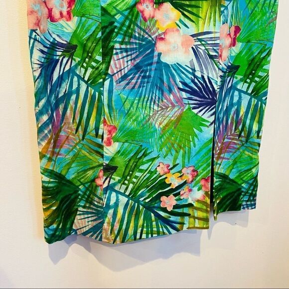 Maggy London Floral Tropical Sleeveless Maxi Linen Blend Dress Size 14 - Picture 4 of 5